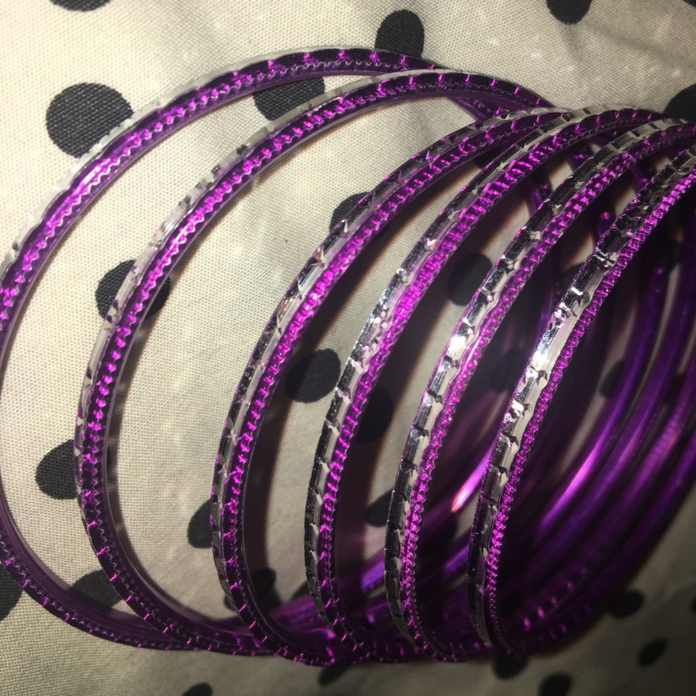 6 Silver and Purple Bracelets